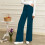 Women's Wide Leg Palazzo Pants Elastic Waist Drawstring 2