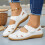 Λευκά γυναικεία σανδάλια με πλατφόρμες, Slip-On με ανοιχτή μύτη, PU δέρμα, τακούνι 3 2