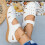 Λευκά γυναικεία σανδάλια με πλατφόρμες, Slip-On με ανοιχτή μύτη, PU δέρμα, τακούνι 3 6