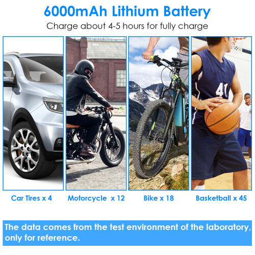 Portable Tire Inflator 150 PSI 6000mAh with LED Light 2