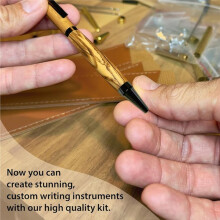 Pen Kits for Woodturning 10 Pack Titanium - Silver with 20 Pieces of Hardwood Turning Blanks Lathe Turning Accessories