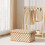 Fabric Storage Box with Lid, Brown/White Square Cloth Bin for Clothes, Foldable Wardrobe Organizer 2