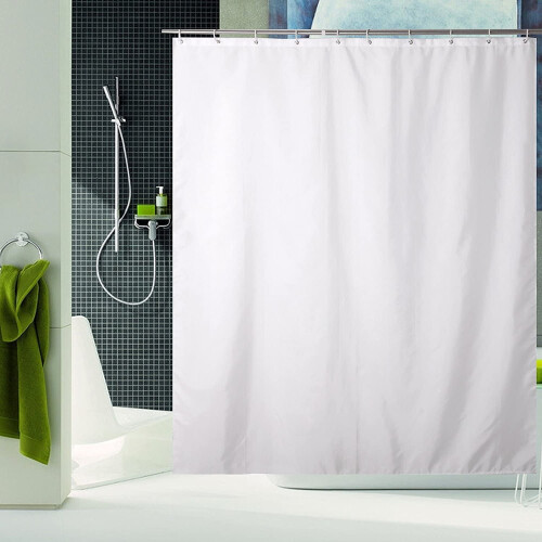 Rideau de douche en polyester avec crochets, 72 x 80 pouces - Blanc 1