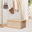 Fabric Storage Box with Lid, Brown/White Square Cloth Bin for Clothes, Foldable Wardrobe Organizer 6