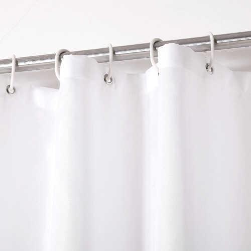 Rideau de douche en polyester avec crochets, 72 x 80 pouces - Blanc 2