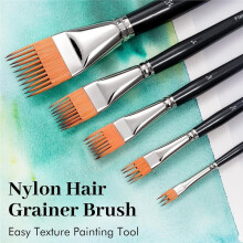 Grainer Brush Set-5pcs Flat Comb Brushes for Texture Painting Perfect for Artists Acrylic, Watercolor and Oil