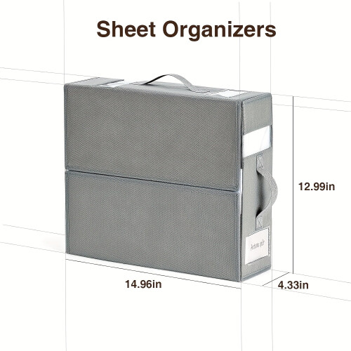 Foldable Sheet Organizer with Clear Window Tabs – Rectangular, under-bed & closet storage, space-saving, classic design, easy-pull handles 1