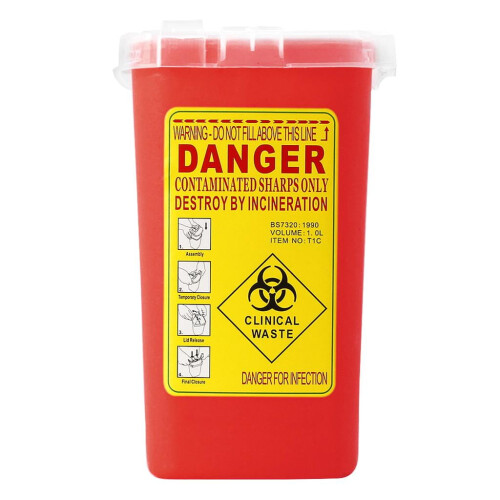 4x1 Quart Sharps Container Biohazard Disposal Waste Bin 1
