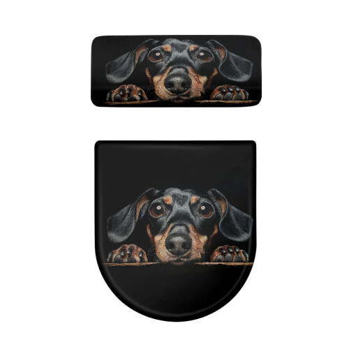 Dachshund Toilet Cover Set with Elastic Edge 1