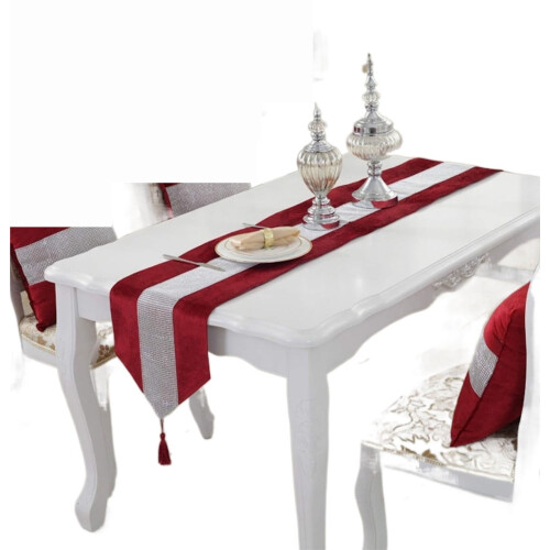 Modern Style Table RunnerClassic Table Runner with Tassels for Dining Kitchen Dresser Decor 2