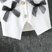 Girls 2-Piece Set Sleeveless Bow Top and Pleated Wide-Leg