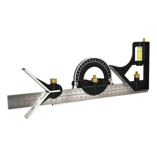 Square Ruler Set Kit 300mm (12inch) Adjustable Engineers Combination Try None Right Angle Ruler with Spirit Level 1