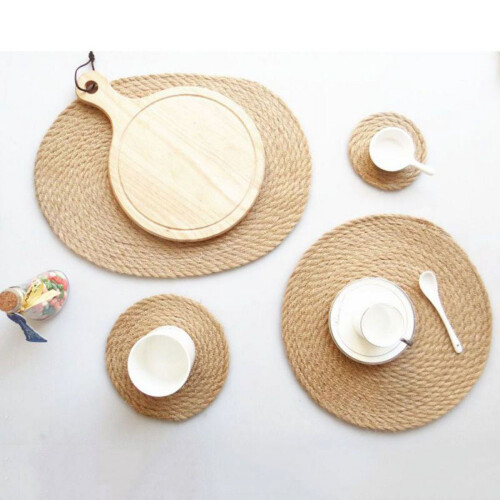 Round Braided Placemats Heat Insulating 4 Pack 1