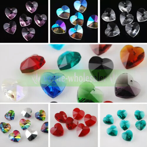 Czech crystal heart beads red 14mm 10pcs 1
