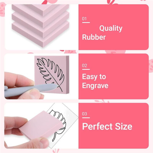 Rubber Carving Blocks, 2 X 2 Inches, 30 Pieces, , for Printmaking and Stamp Making 1