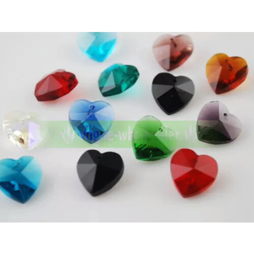 Czech crystal heart beads red 14mm 10pcs 2