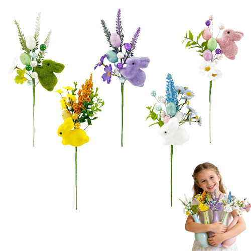 Artificial Easter Egg Picks Rabbit Flowers 1/5 PCS 1