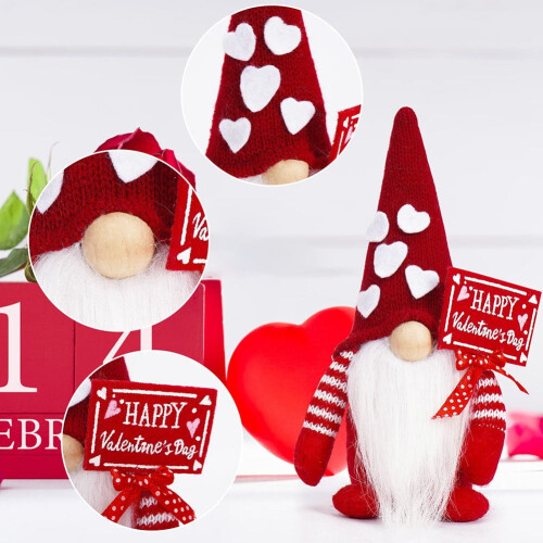 Valentine's Day Gnome Plush Ornament Knitted Doll 2