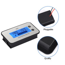 Waterproof Battery Capacity Monitor 7-100V Battery Percentage Voltage Tester LCD Display for Car Vehicle Marine RV