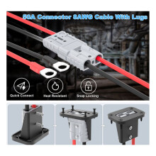 50A Batterijsnelkoppelingsconnector met 8AWG-Draad en Montagebeugel Verlengkabelconnectorset