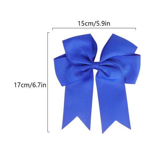 Presilha de cabelo infantil com laço de cetim canelado em formato de cauda de peixe de 15 cm (6 polegadas), cor azul. 2