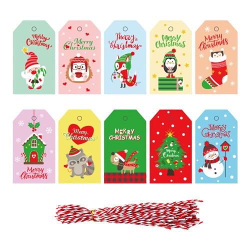Christmas Paper Tags Brown with Jute 50PCS 1