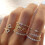 Women's Gold Stackable Moon and Star Knuckle Rings Set 7