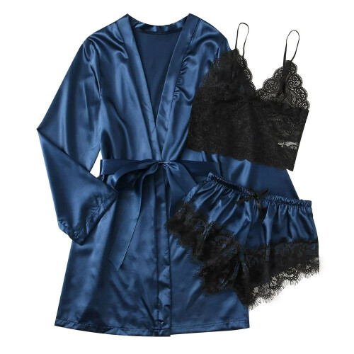 Camicia da notte da donna in raso, pigiama intero 1