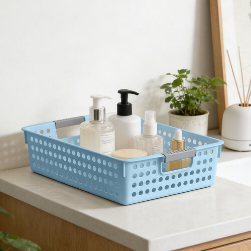 Plastic Storage Basket Organizer – Waterproof Multi-Purpose Bin for Bathroom, Laundry, Toys & Home Clutter Control 1