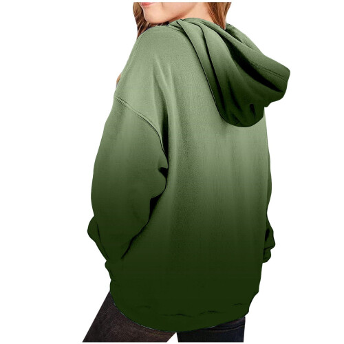 Moletom com capuz estilo preppy oversized com estampa degradê para adolescentes 2