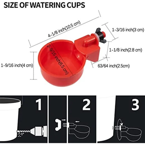 Automatic Chicken Waterer Cup, 1 Pack, Float Style Gravity System Compatible with 5-Gal Poultry Waterers 2