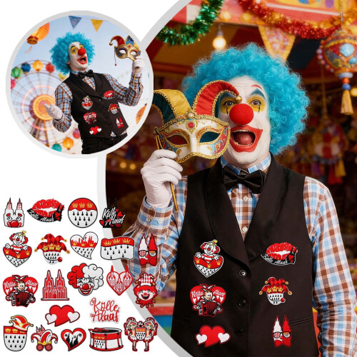 Patch-uri brodate cu clovn – Set de 22 de piese 1