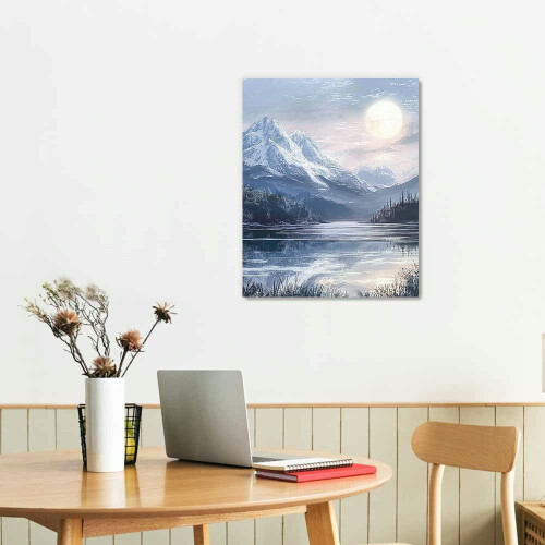 Tableau sur toile représentant un lac de montagne, 30 x 40 cm 1