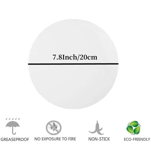 White Pre-cut Round Parchment Paper Circles 7.8 inch 100 pcs 1