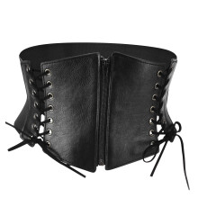 Retro Lace Up Design Corset Waist Belt For Women, Costume And Fashion Accessory Elastic Waist Band Waspie Belt With Vintage Style Dress Belt