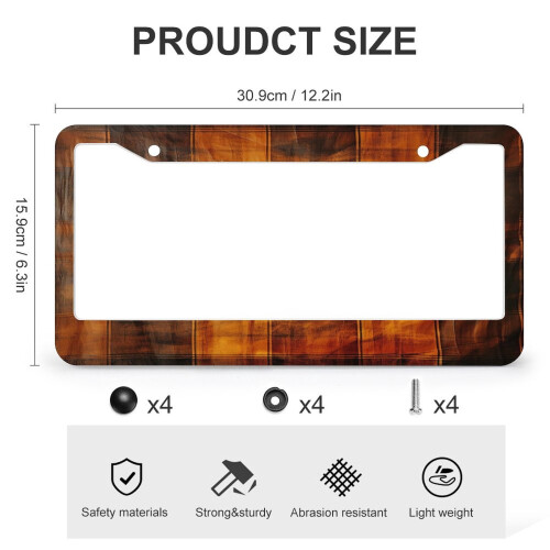 Vintage Plaid Autumn License Plate Frames 2 PCS 2