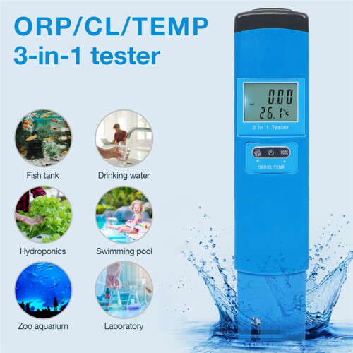 Water Quality Tester Function 3 in 1 Tester ORP/CL/TEMP Meter LCD Digital Water Detector for Drinking Water Pool 1
