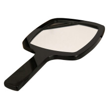 Espelho de maquiagem em acrílico com cabo longo e pega ergonômica, superfície de reflexão de alta clareza e sem distorção, ideal para