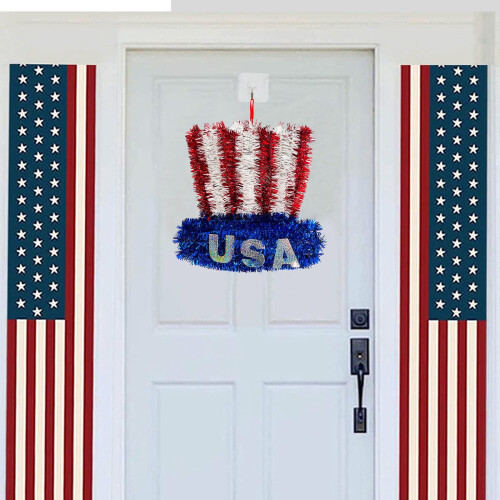 Patriotic Hat Wreath Plastic Front Door Decor 2