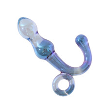 (20cmx8cmx5cm, White) Women Wand Massager, Dual Head Glass Butt Plug G-spot Stimulator Adult Couples Intimate Toy Date Night Game