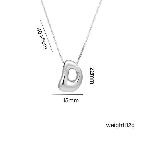 Bubble Letter Necklace Silver Gold Initial Pendant 1