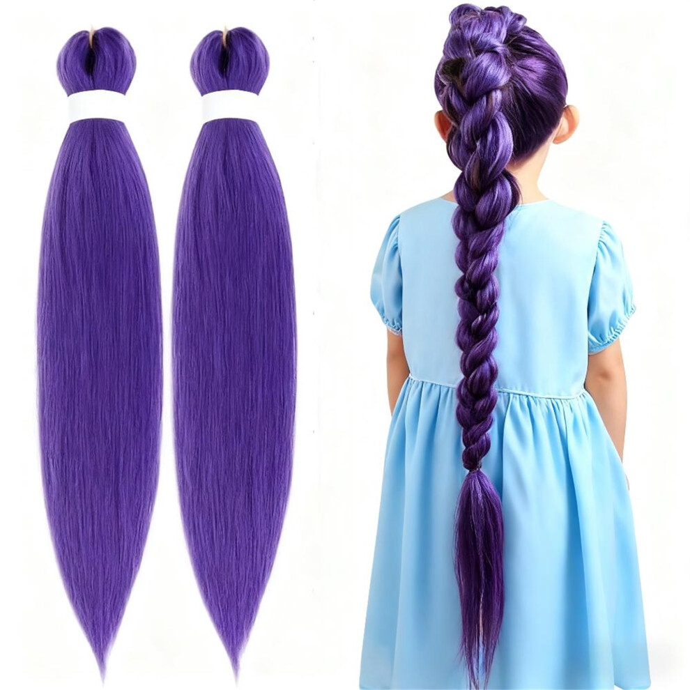 (26 inches, Purple) Cosplay Straight Wig Long Braid Ponytail Extension DIY Wrap Around Synthetic Hairpiece for Themed Events Parties