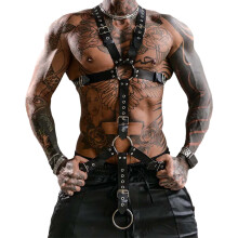 (One Size, Green) Men Leather Body Harness Viking Adjustable Black Bondage Gear BDSM Games Adult Toys