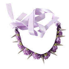 (One Size, Purple) Bondage Collar, Flowers Spikes Tie-up Adjustable Couples Intimate Toy Date Night Game