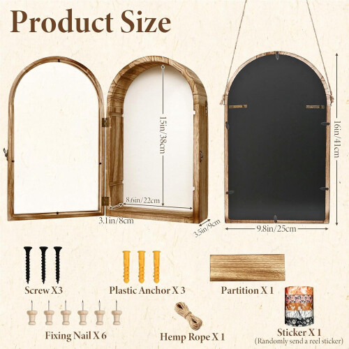 Deep Shadow Box Frame Linen Back Removable Shelves Brown 1