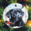 Black Lab Christmas Ornament Red Bird Design 3 Inch Flat 6
