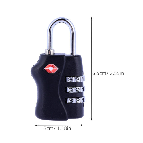 Durable TSA-Approved Zinc Alloy Luggage Lock, Black 1