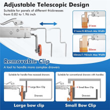 Adjustable Drawer Fixing Clamp Drawer Panel Front Installation Clamps Fixing Clips with 2pcs Replaceable Clip
