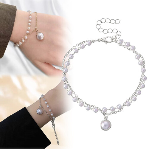 Pearl Pendant Necklace Women's Double Layer Choker 5PCS 1