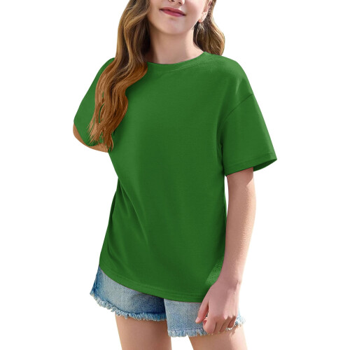 Magliette oversize da ragazza a maniche corte, larghe, con scollo rotondo, casual, estive, basic, per bambini. 1